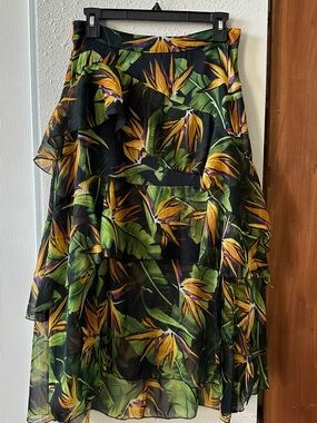 ASOS Black Maxi Skirt with Multicolor Tropical Print